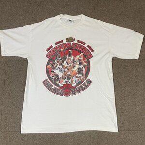 VTG Starter Chicago Bulls 1997 NBA Champions T-Shirt White Adult Large 90s